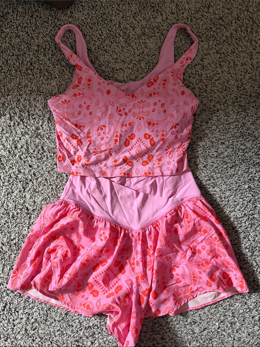 aerie Pink Paisley Athletic Shorts Set